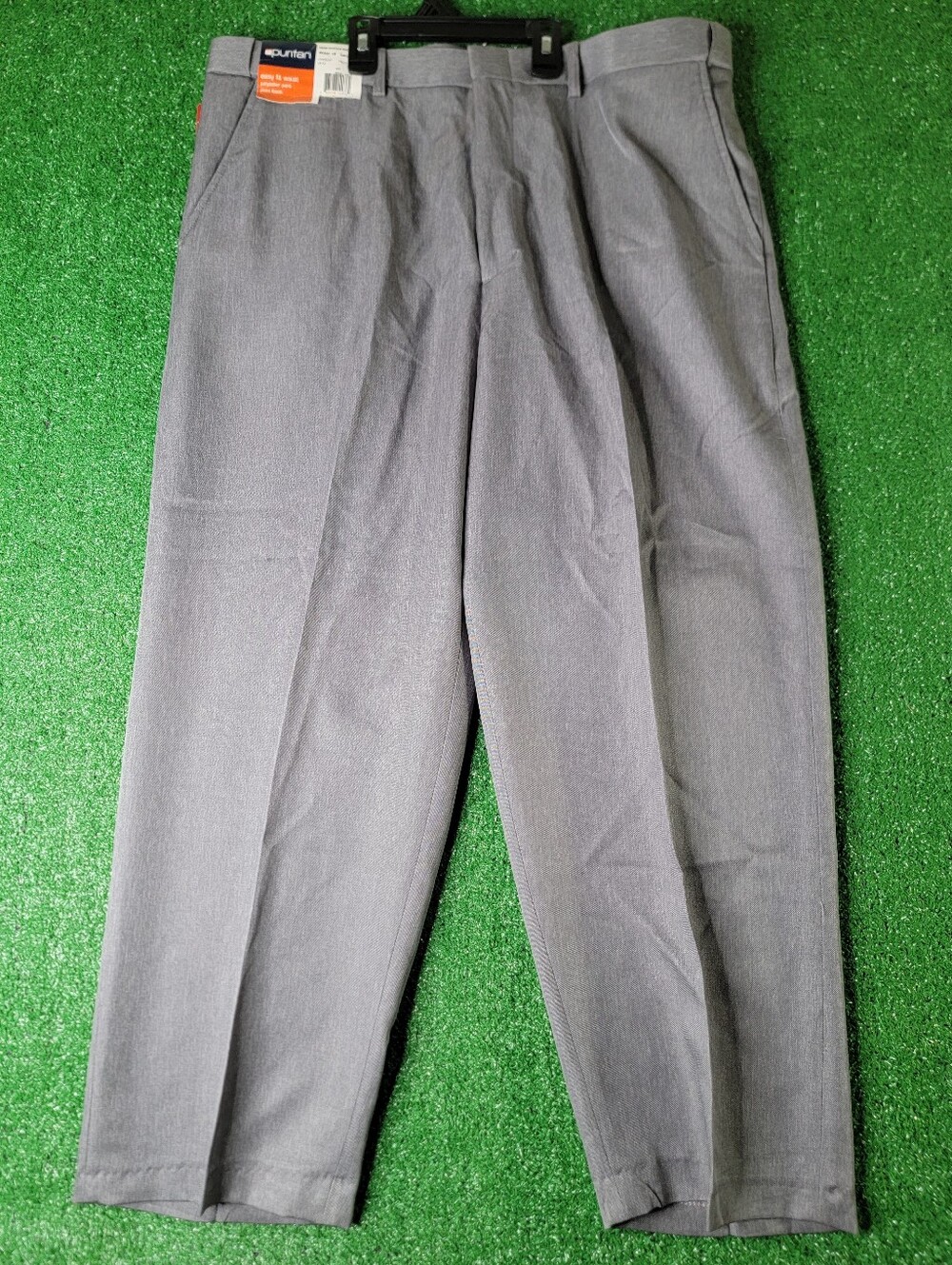 Puritan Men's Easy Fit Waist Plain Front Heather Grey Dress Pants 38x30 New